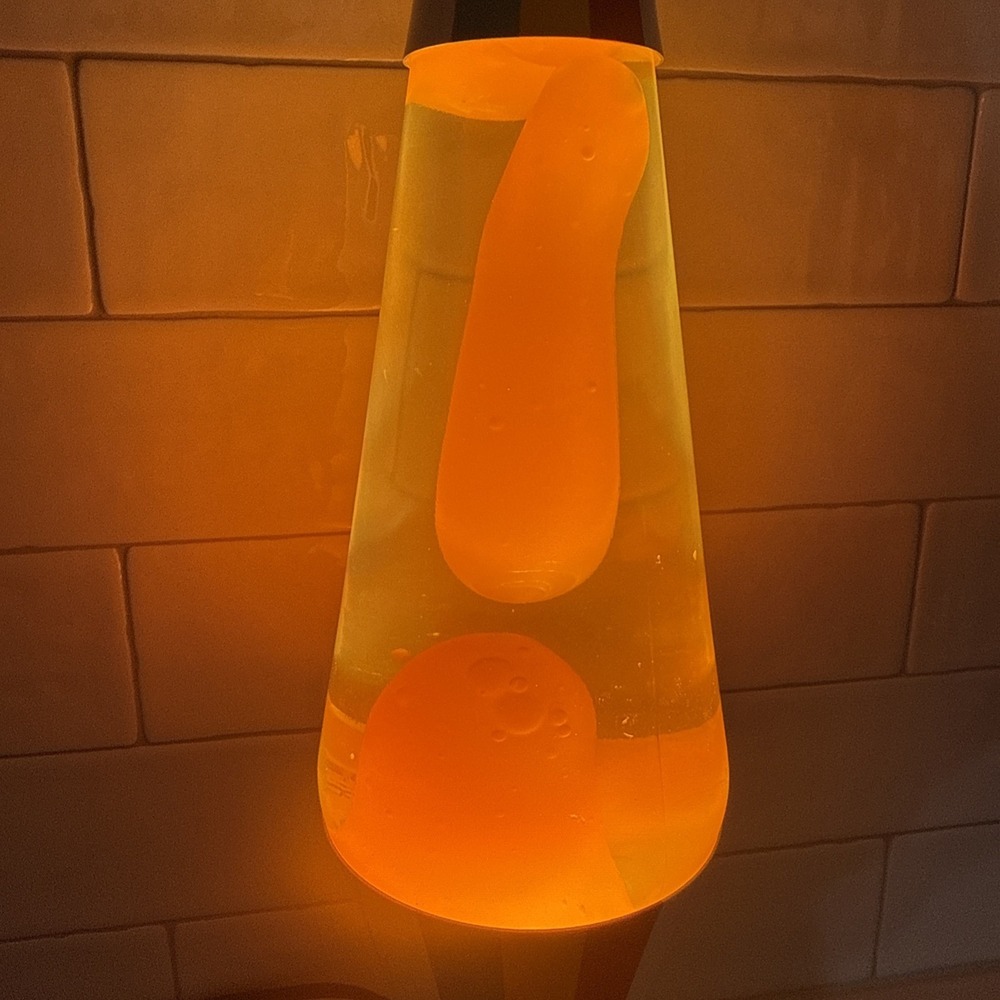 Lava Lamp Orange Wax Clear Liquid White Base & Cap 14.5" Motion Light Lite Retro - Picture 3 of 16